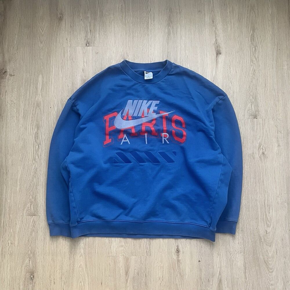 Nike Air Paris Men's Blue M Sweatshirt Pullover Logo Graphic Print Long Sleeve